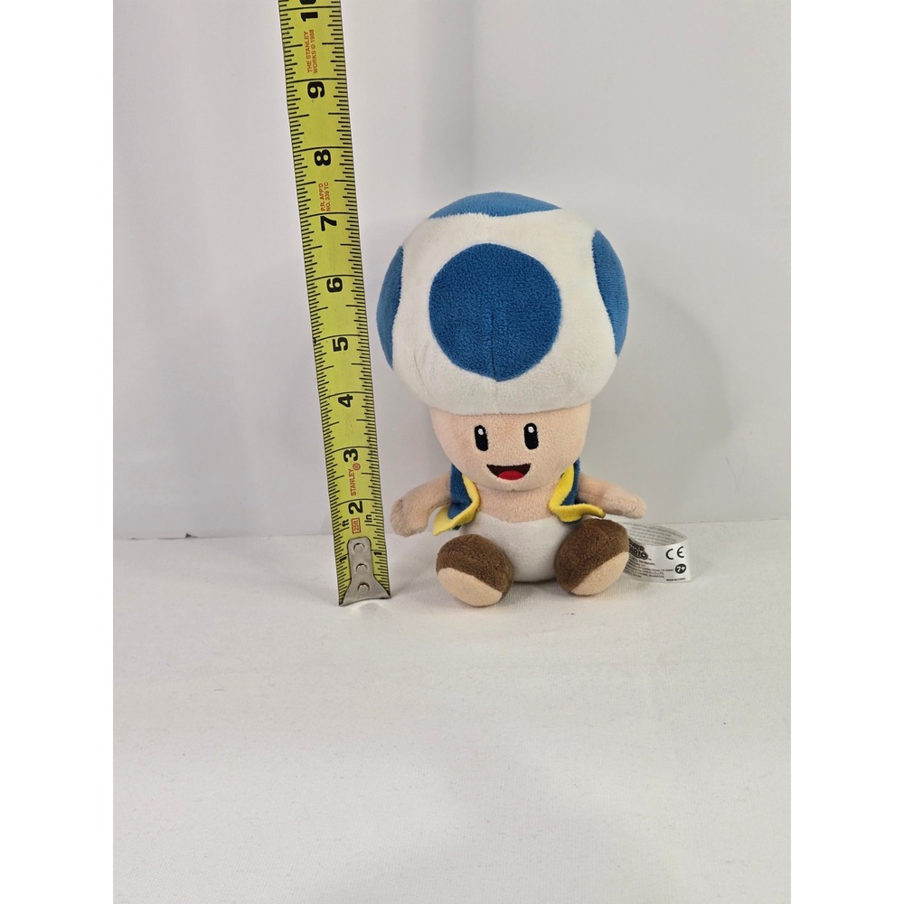 Super Mario Blue Toad Plush 7.5 Inch Little Buddy San-Ei Nintendo Soft Toy - Picture 2 of 5
